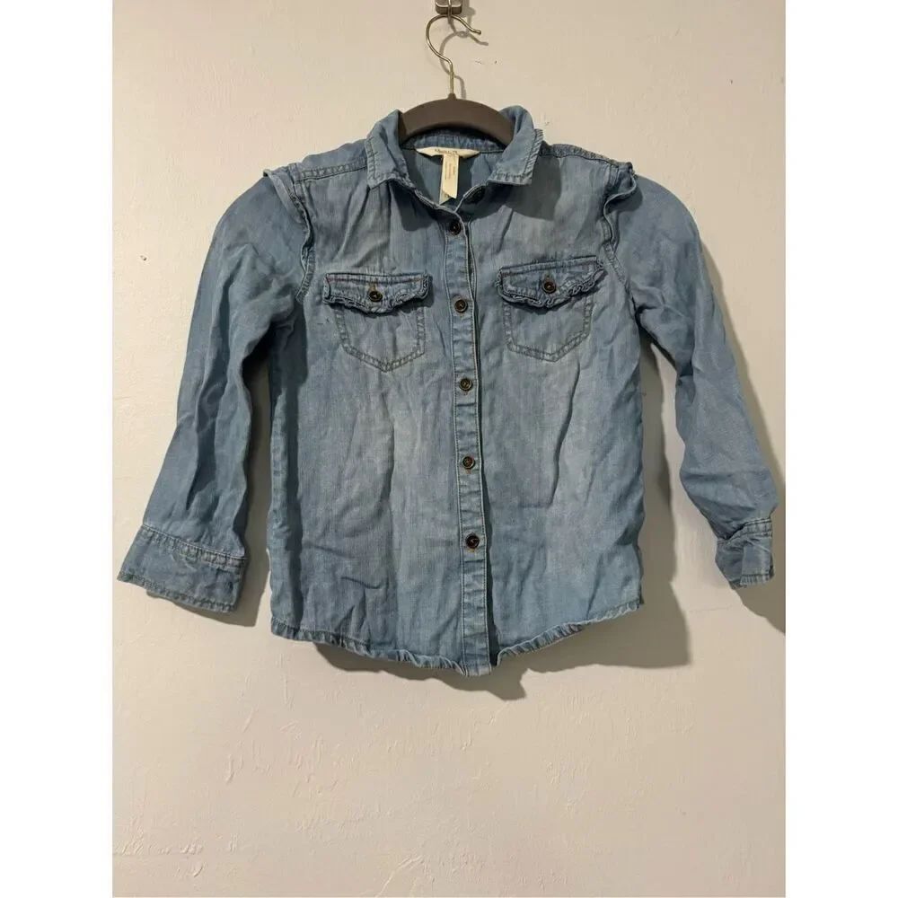 Matilda Jane blue denim button down shirt ruffle 6